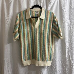 Obey Men’s Polo Surface Sweater SS unbleached multi. Size M.